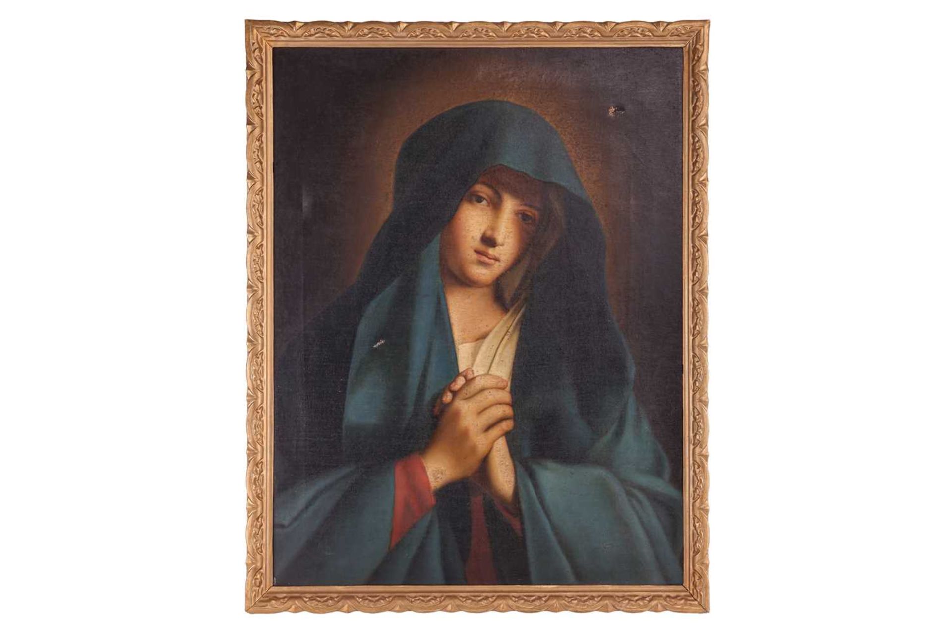 T. Berti of Florence (Italian 19th century), Madonna in Prayer (After Carlo Dolci), inscribed verso,