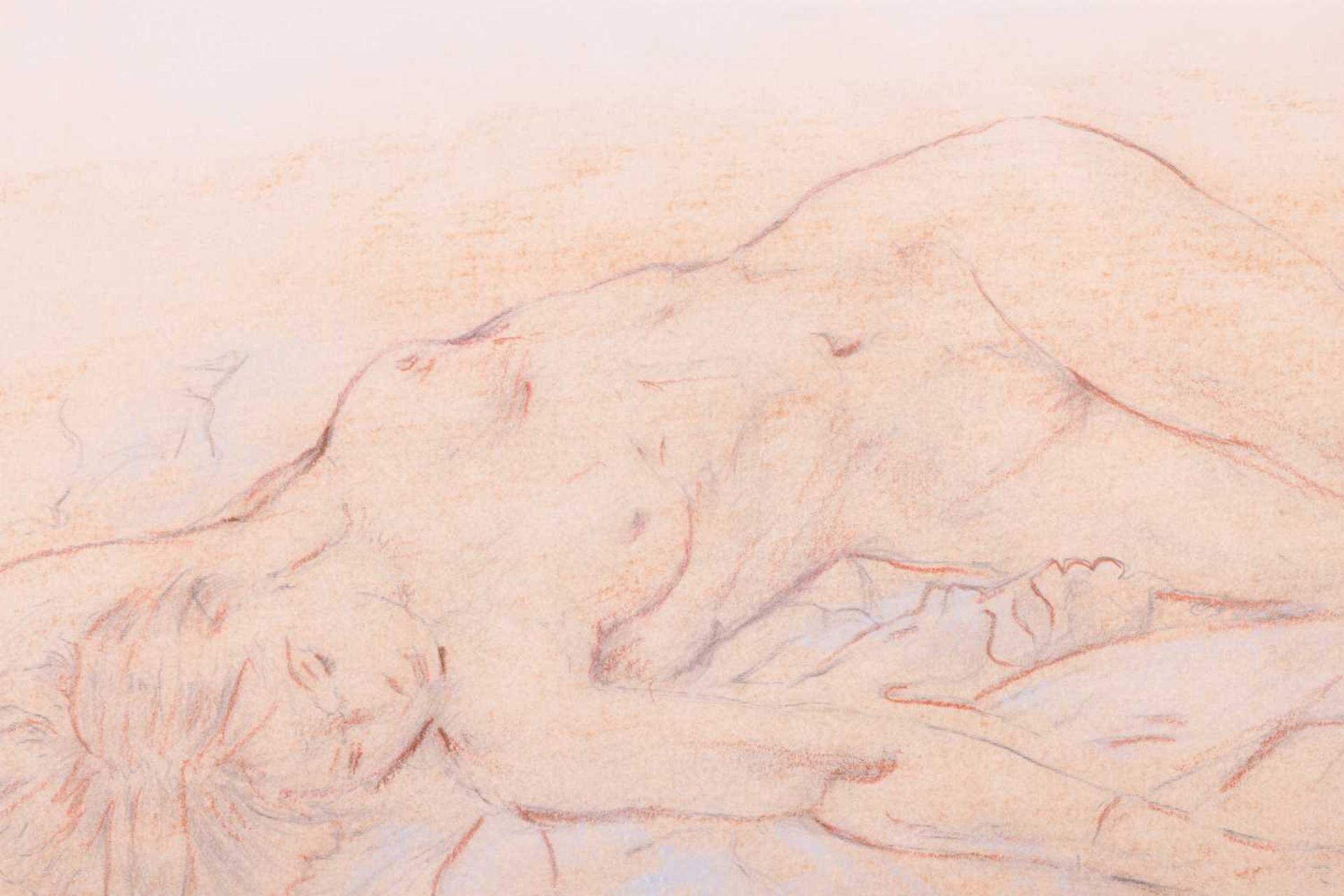 Attributed to Franco Matania (Italian, 1922 - 2006), recumbent female nude, unsigned, pencil and pas - Image 6 of 6