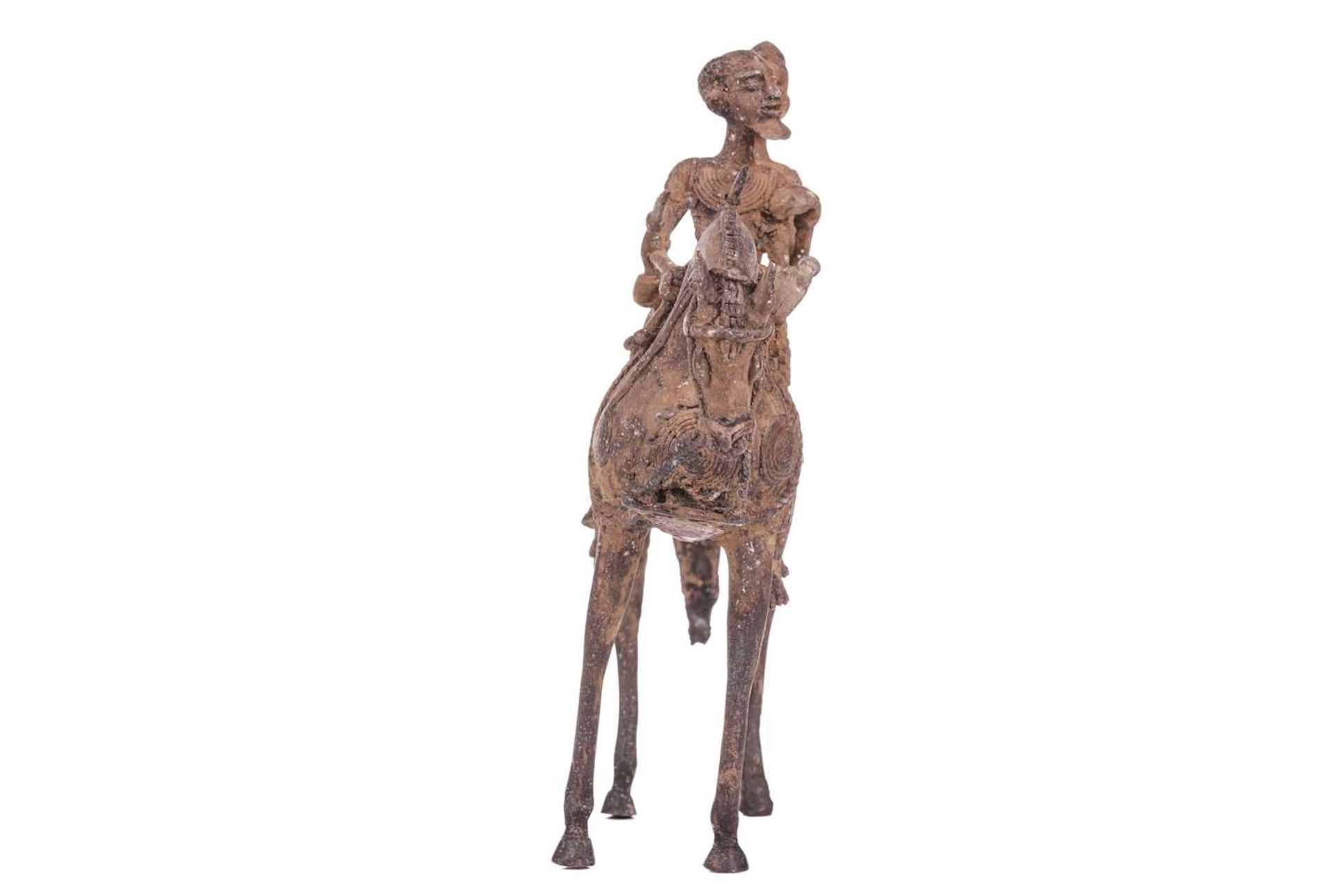 A Dogon copper horse, with two figures, 20th century, 29.5 cm x 31 cm. - Image 2 of 7