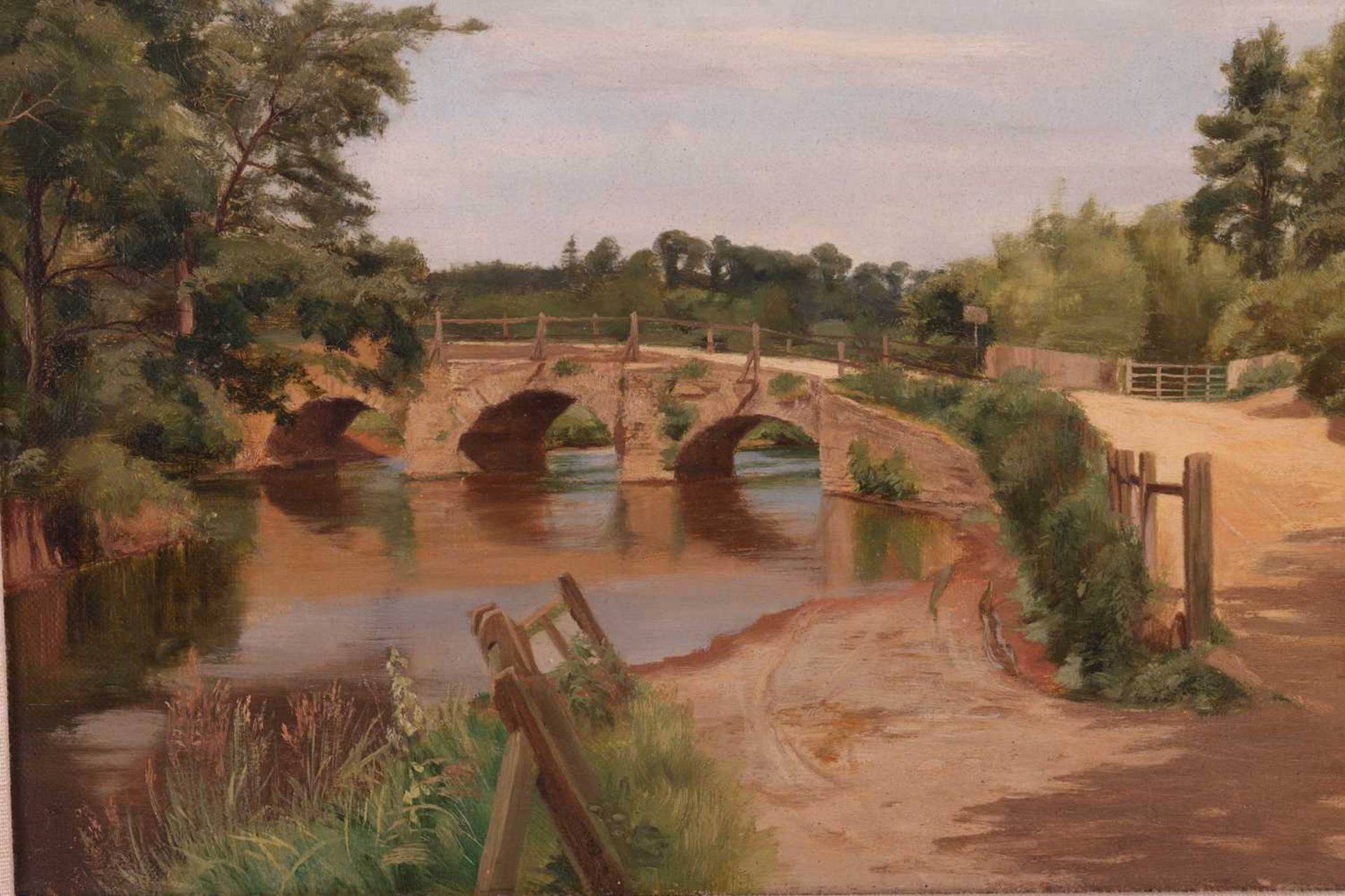 Charles Low (1840 - 1906), The Village Ford, Eashing, Surrey, signed, oil on canvas, 32.5 x 49 cm, f - Image 4 of 8