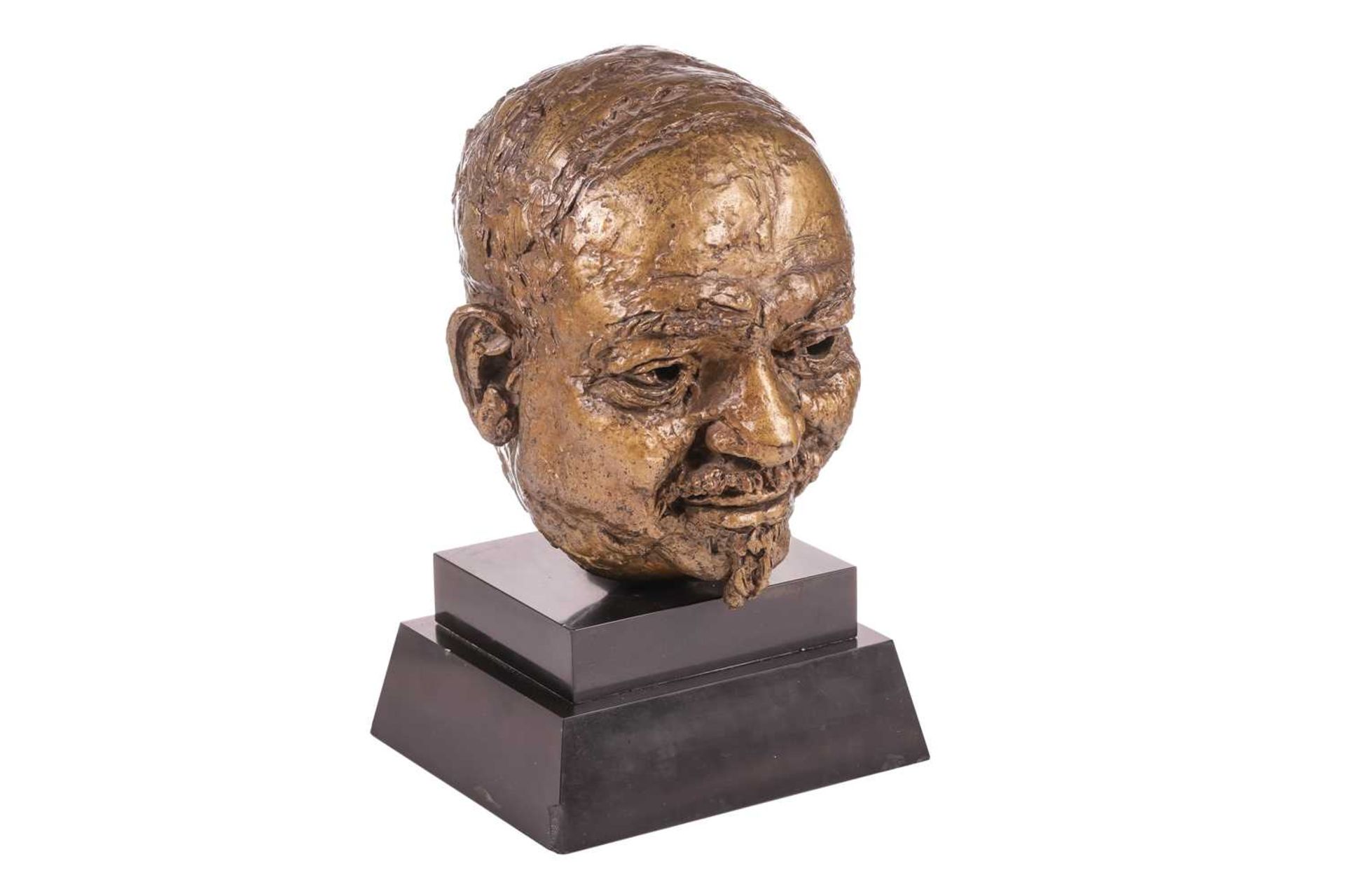 Sir Jacob Epstein (1880-1959), Head of Ivan Maisky, gold patina bronze, 26 cm high, on a slate base, - Image 4 of 9