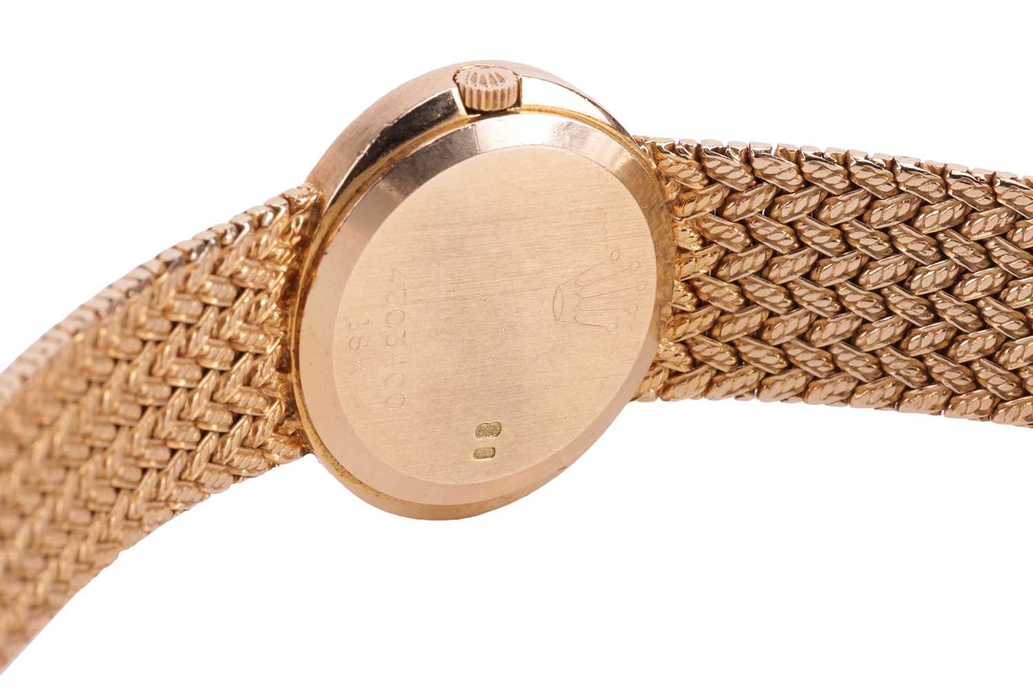 An 18ct gold Rolex Cellini ladies wristwatch, featuring a champagne face with gilded hands, set in a - Image 6 of 8