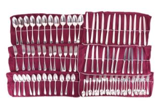 A George IV silver canteen of Old English thread flatware, by James & Walter Marshall, Edinburgh