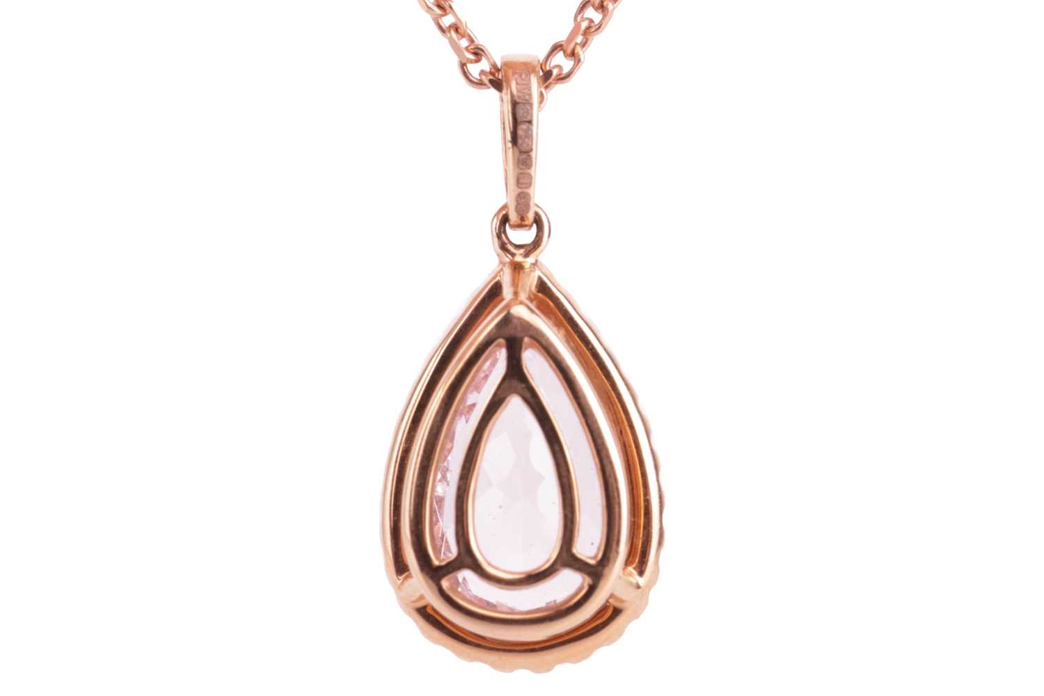 A morganite and diamond-set pendant, the pear-shaped morganite with an estimated carat weight of 2.0 - Image 2 of 3