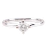 A diamond solitaire ring, featuring a round brilliant cut diamond with a weight of 0.35ct, G colour,
