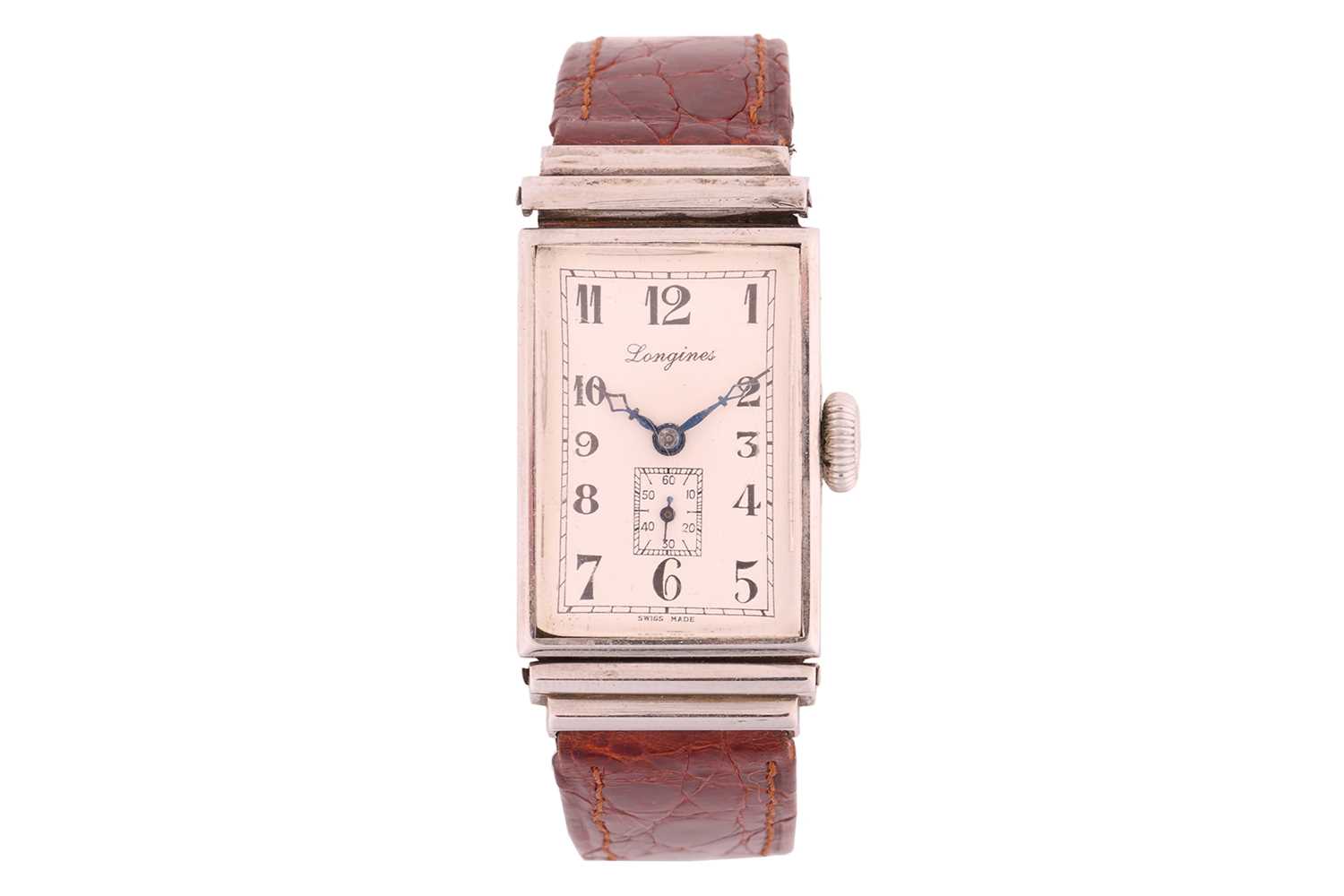 A 1937 Longines rectangle mechanical dress watch Model: 2577Serial: 5680530Year: 1937Case Material: 