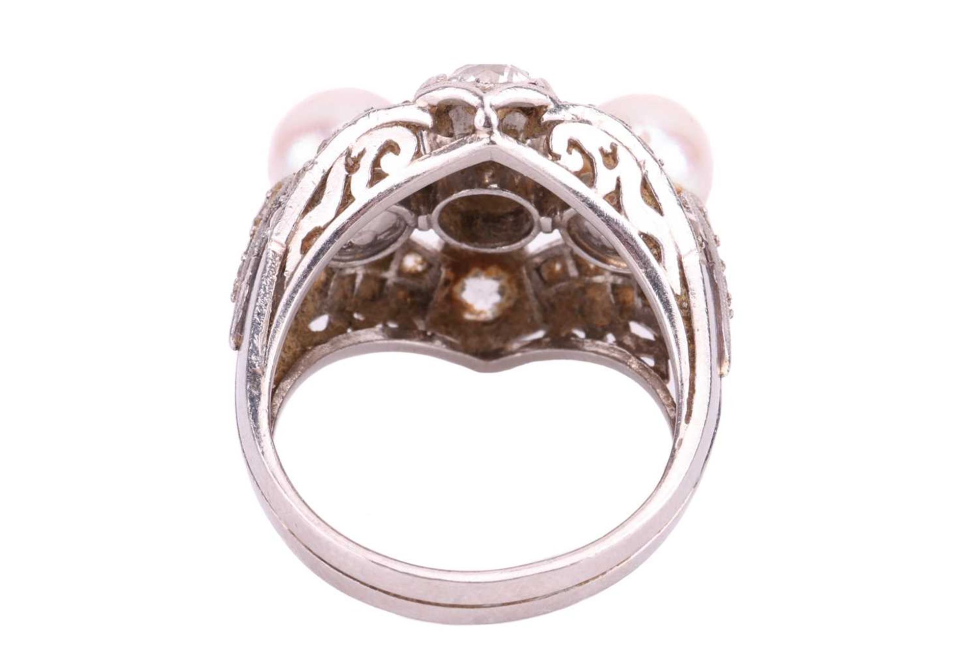 An old-cut diamond and pearl cocktail ring, the principal old European-cut diamond measuring - Image 4 of 4