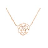 Piaget - a diamond-set rose Dentelle necklace in 18ct rose gold, the openwork rosette pendant highli