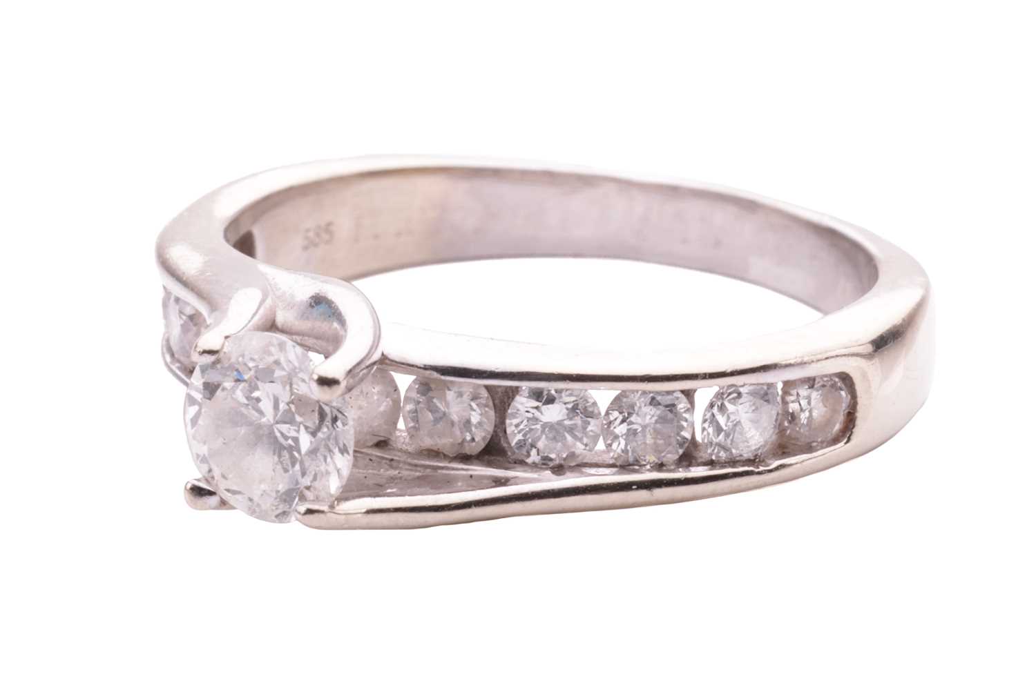 A diamond solitaire ring, the central round brilliant diamond measuring approximately 4.85mm, with a - Image 3 of 4