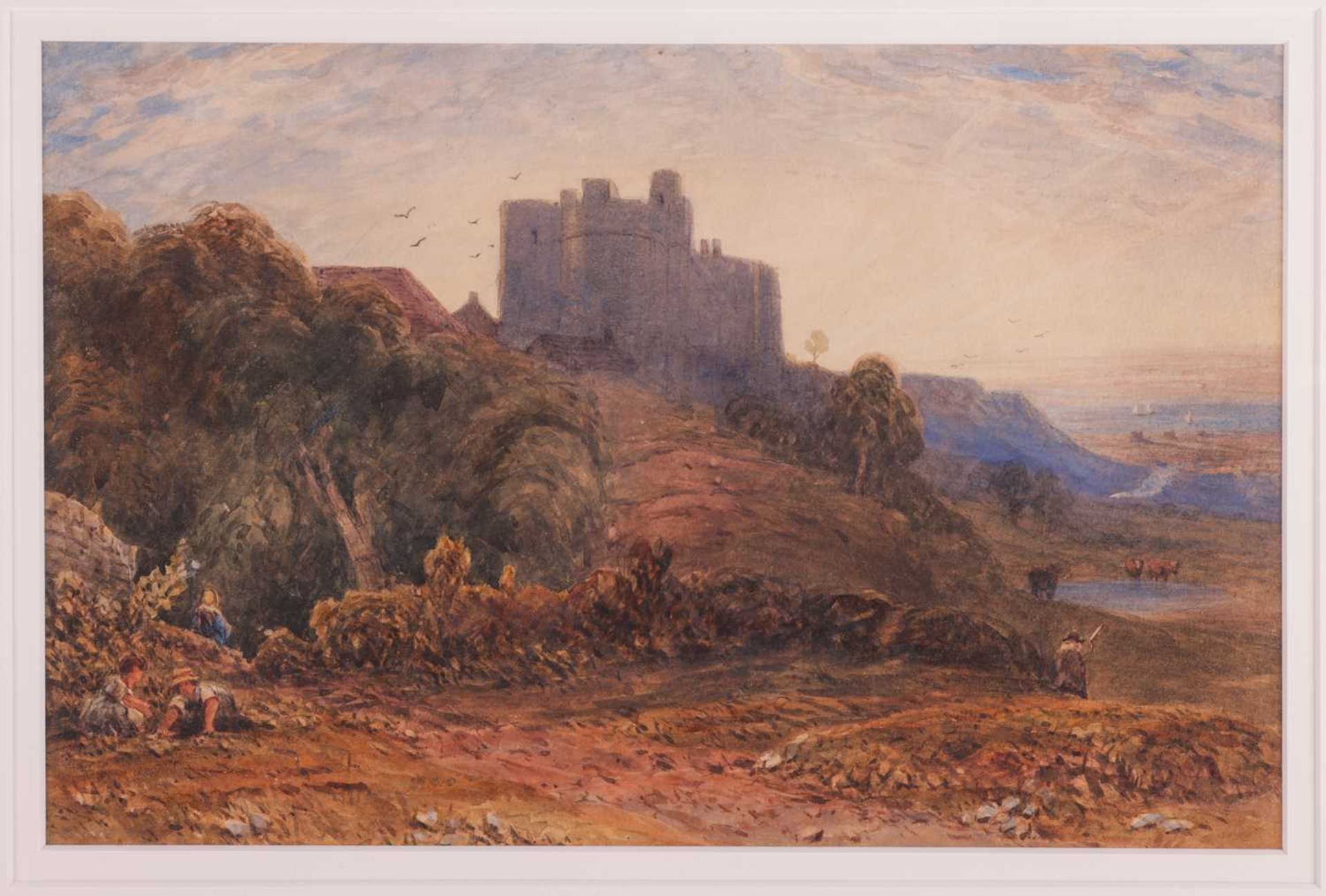 David Cox Jnr. (1808 - 1885), Hilltop Castle with sea beyond, unsigned, watercolour, 19.5 x 29.5 cm, - Image 3 of 10