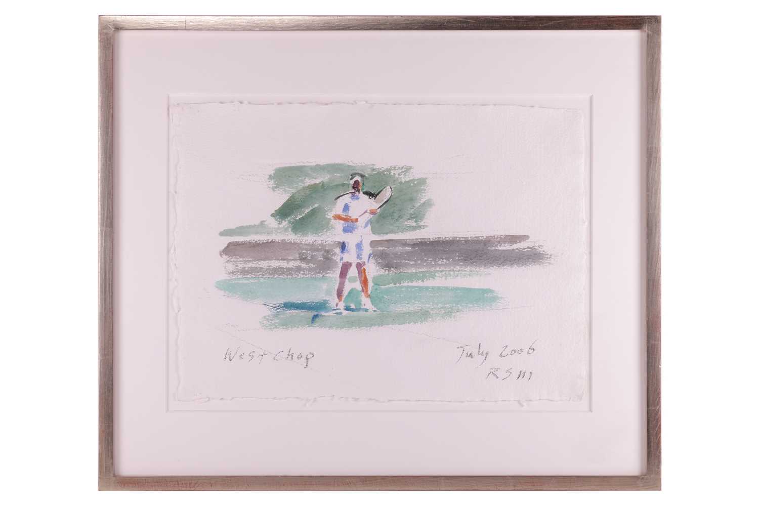 R.S. (American, Contemporary) Tennis Player, titled in Pencil 'West Chop July 2006', initialled RS a