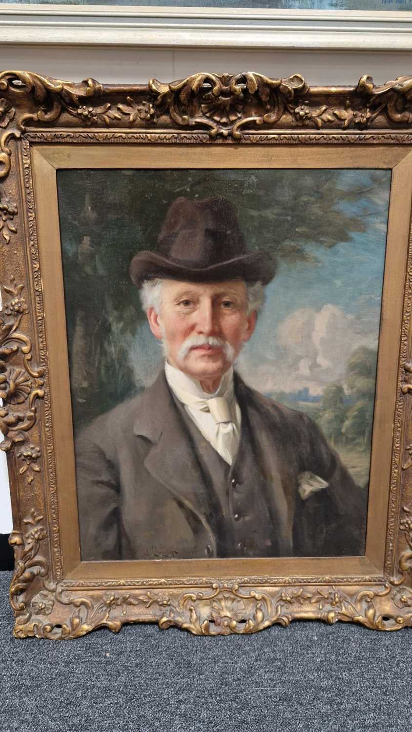 William Llwellyn (1858-1941), Bust length portrait of a gentleman in a landscape, signed 'W. Llwelly - Image 13 of 13