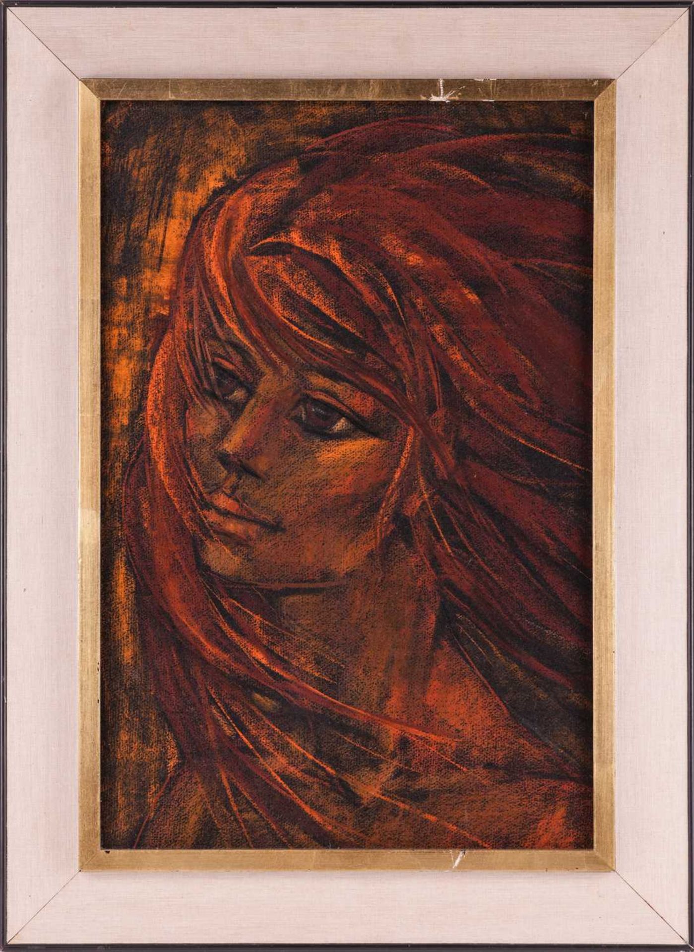 Maurice Man (1921 - 1997), 'Bronzed face' (1970), artist's label verso, oil on board, 53 x 35.5 cm,  - Bild 2 aus 9