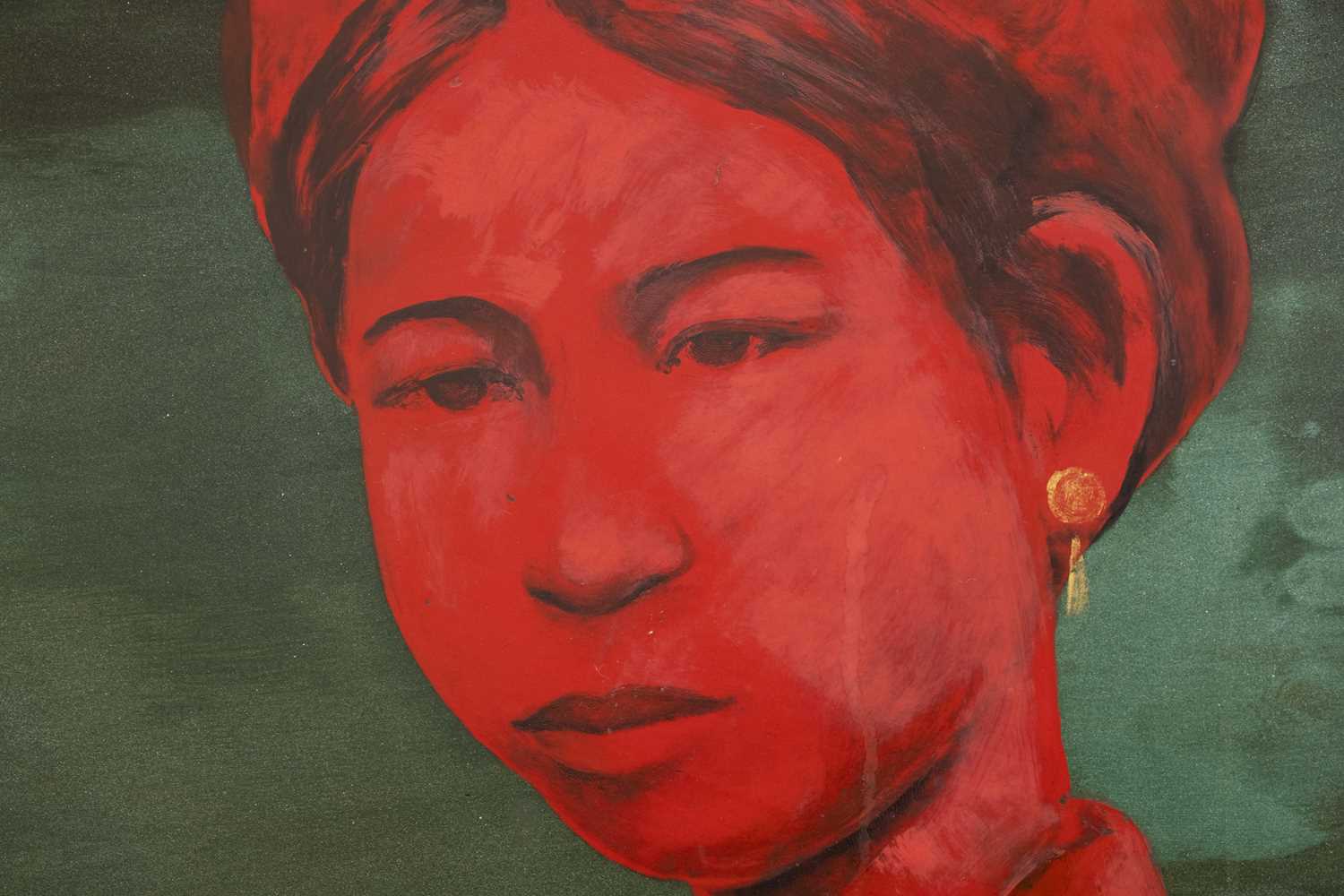 Bui Huu Hung (Vietnamese, b.1957), Portrait of a Lady in Red, signed 'Bui Huu Hung' (lower right), L - Image 9 of 10