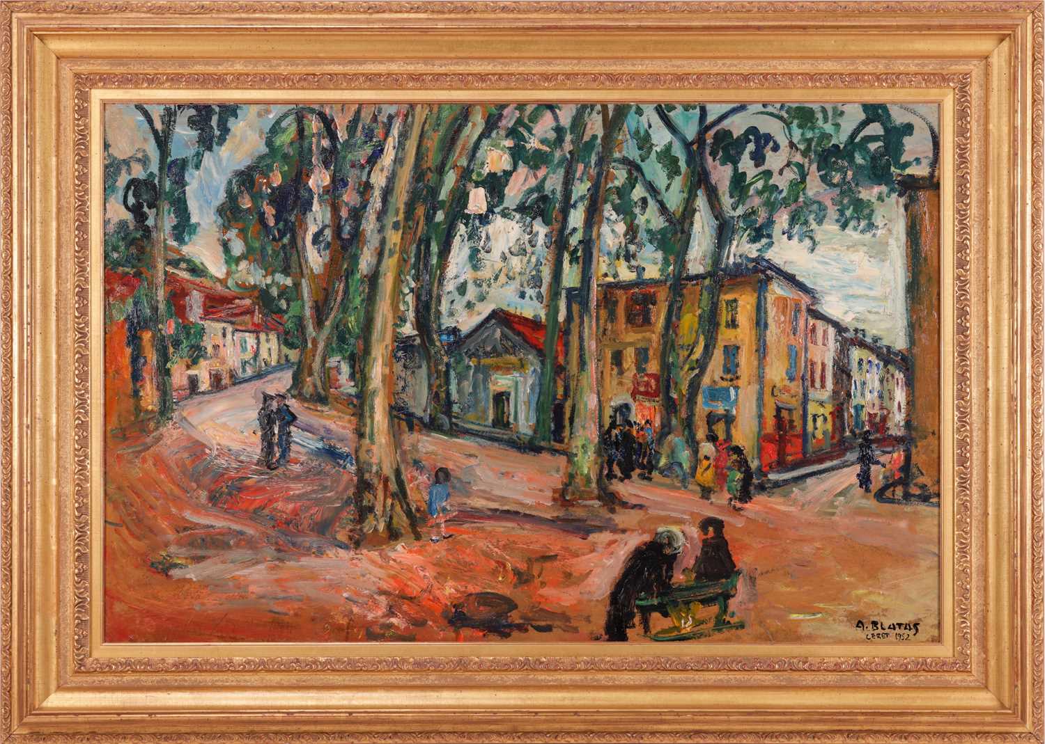 Arbit Blatas (Lithuanian, 1908-1999), Figures in a square at Ceret, signed and dated 'A. Blatas Cere - Image 2 of 22