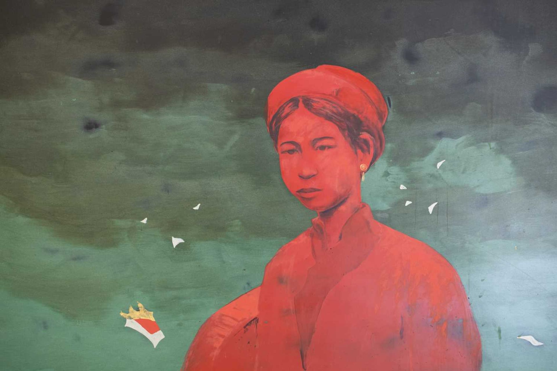 Bui Huu Hung (Vietnamese, b.1957), Portrait of a Lady in Red, signed 'Bui Huu Hung' (lower right), L - Image 4 of 10