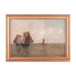 German Grobe (1857-1938), seascape with boats, oil on panel, signed to lower right corner, 32 cm x 4