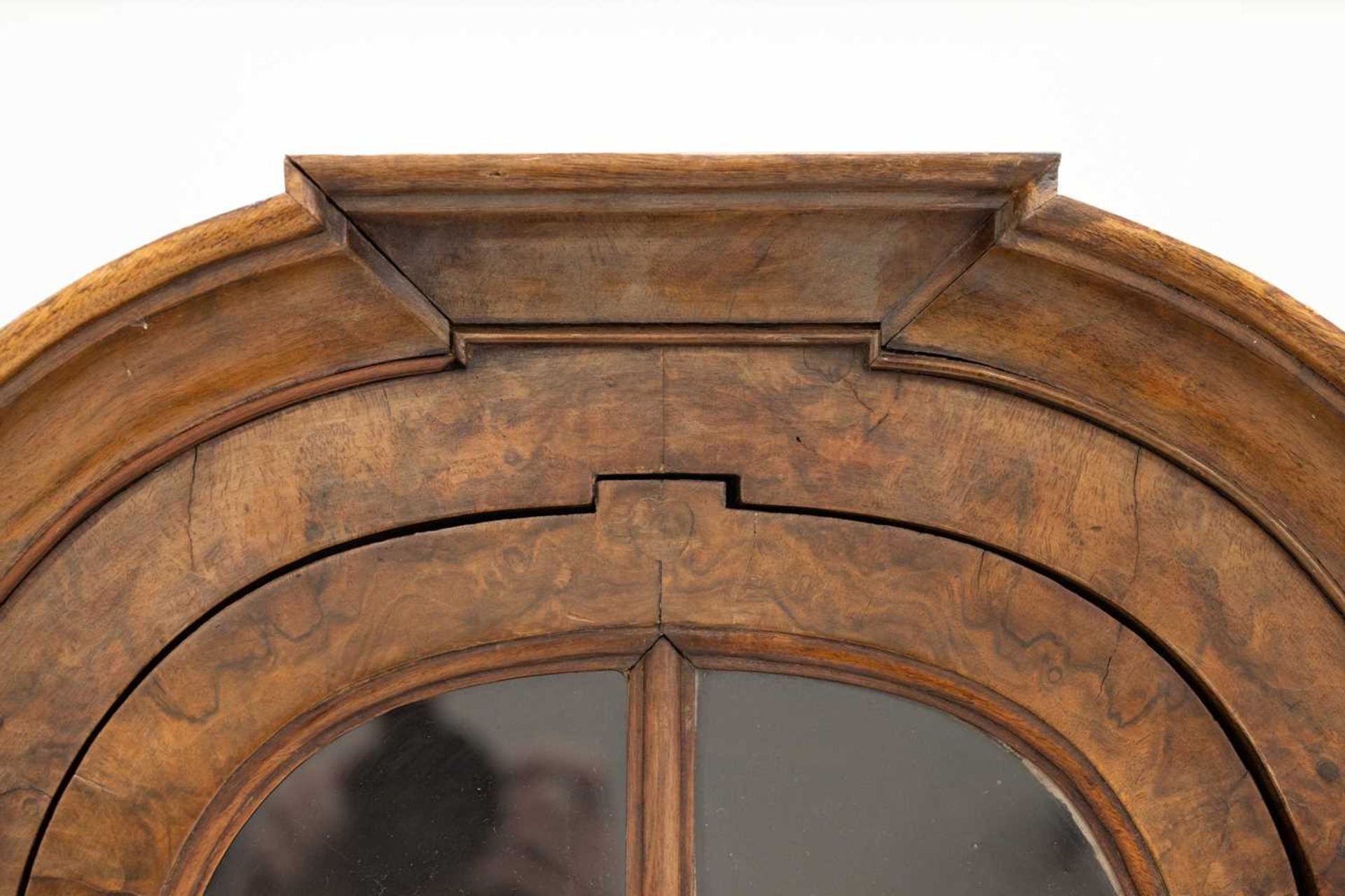 An early 18th-century style figured walnut double domed Dutch "Delft" canted display cabinet, early  - Image 5 of 10