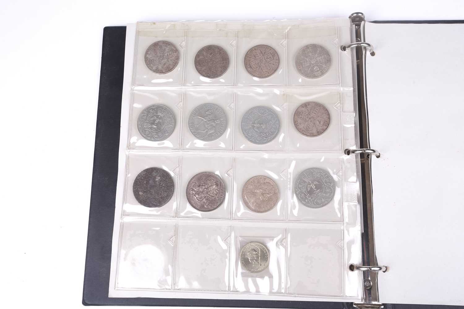 An album containing a collection of coins, George II and later, to include silver crowns and coins,  - Image 9 of 20
