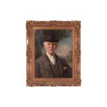 William Llwellyn (1858-1941), Bust length portrait of a gentleman in a landscape, signed 'W. Llwelly
