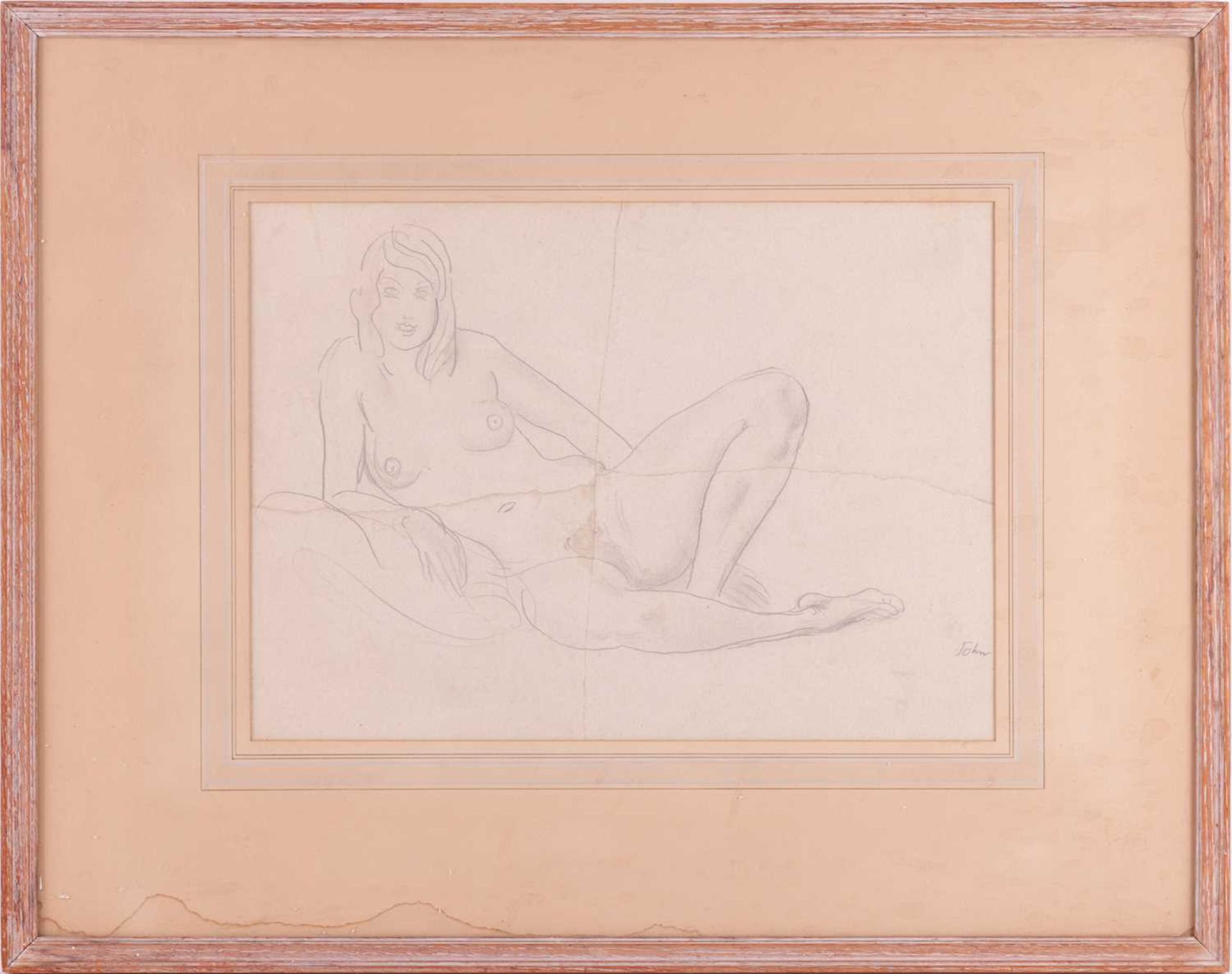 Augustus John (1878 - 1961), Study of a female nude, signed 'John' (lower right), pencil on paper (p - Bild 2 aus 6