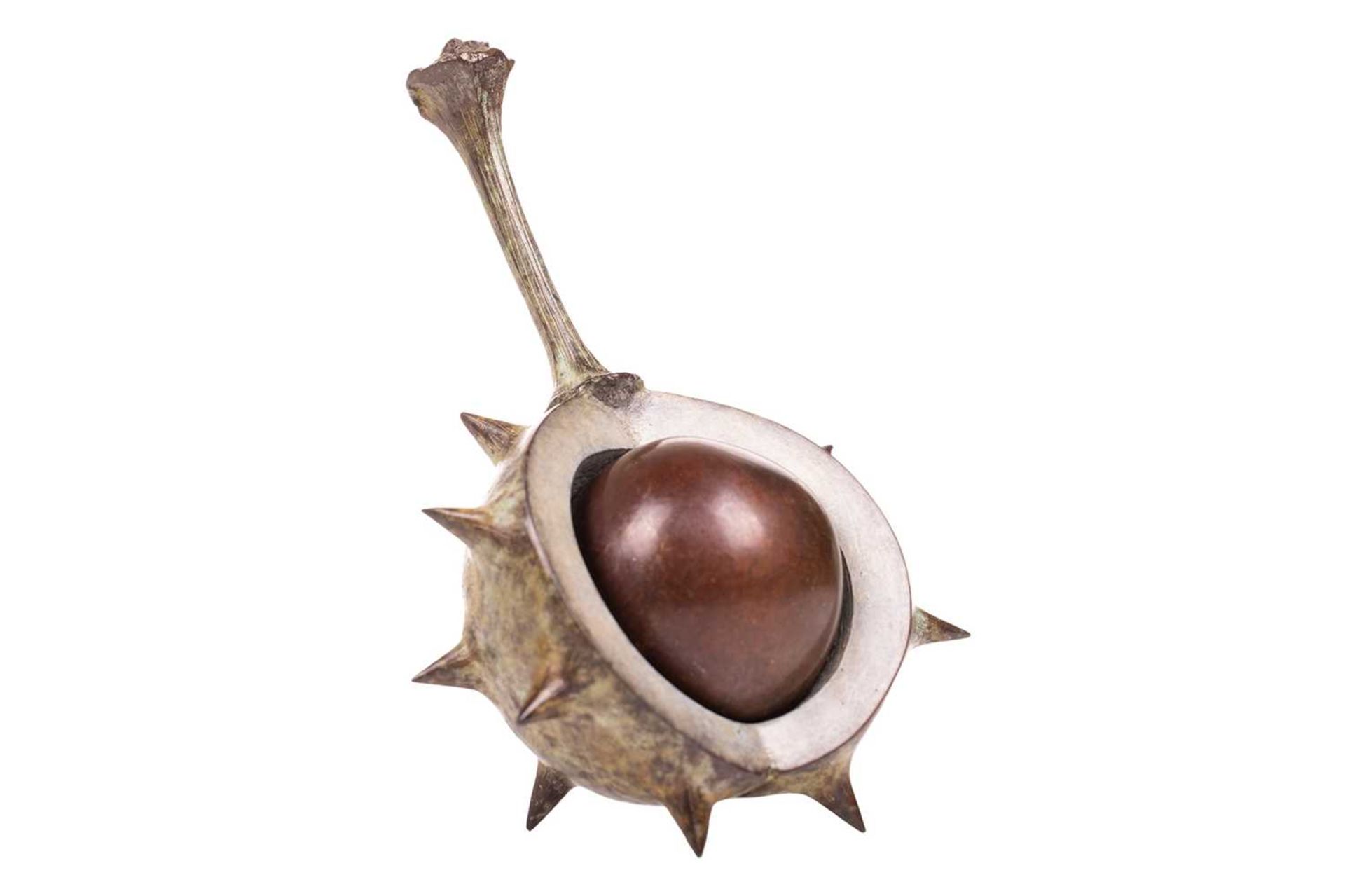 Mark Hall (b.1970), 'Self Harm' (Popping Out), bronze study of a conker in a half-opened casing, 11 