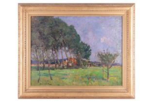 German Grobe (German, 1857-1938), A Farm Landscape, signed 'German Grobe' (lower left), oil on