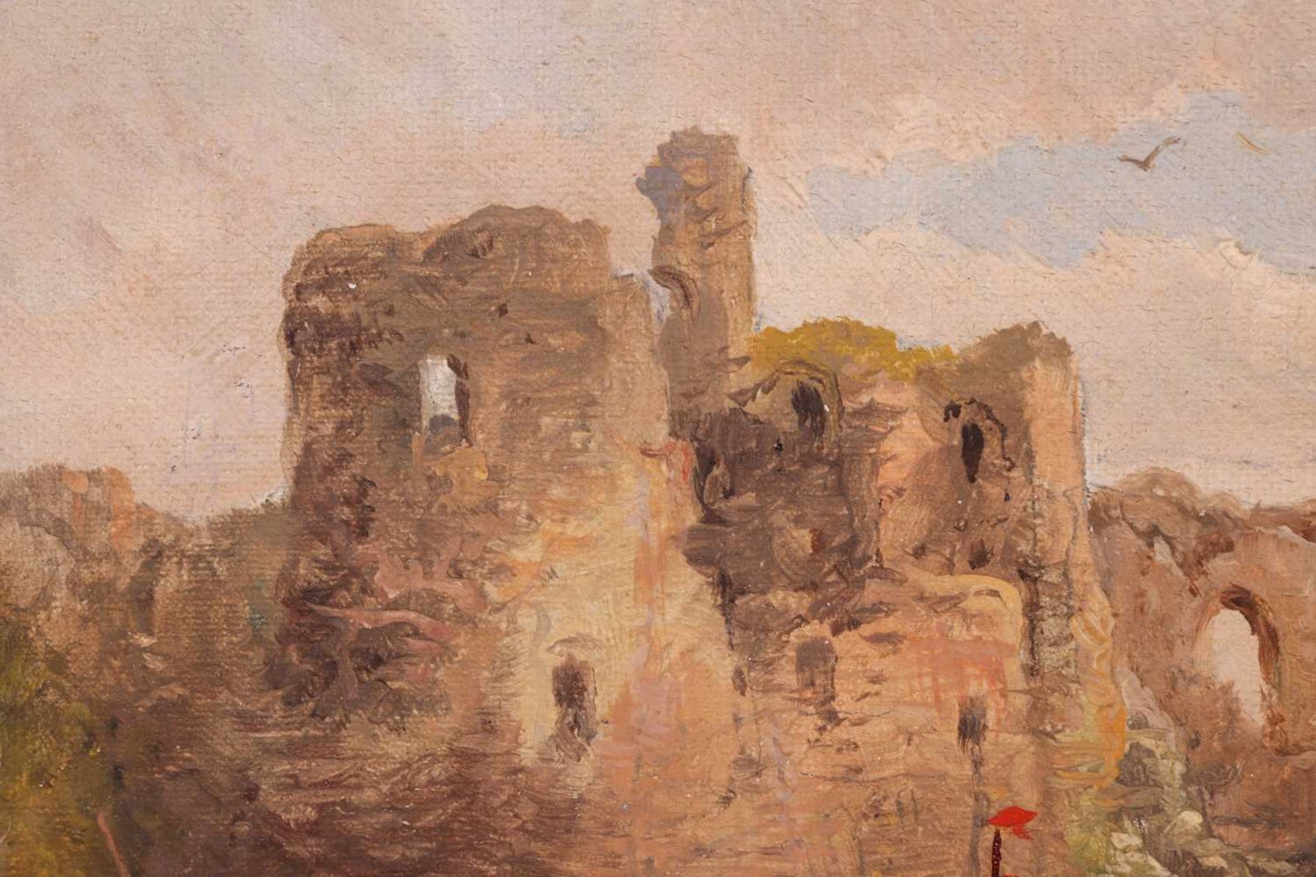 Joseph Horlor (1809 - 1887), Coastal view with ruined castle, signed J.Horlor (lower left), oil on c - Bild 8 aus 9