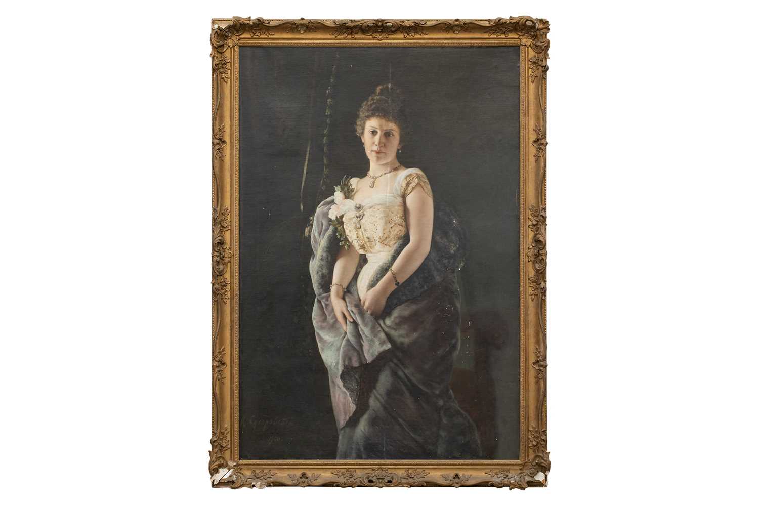 Martsely Gavrilovich Sukhorovich (Russian, 1840 - 1908), Three-quarter length portrait of a Lady, si