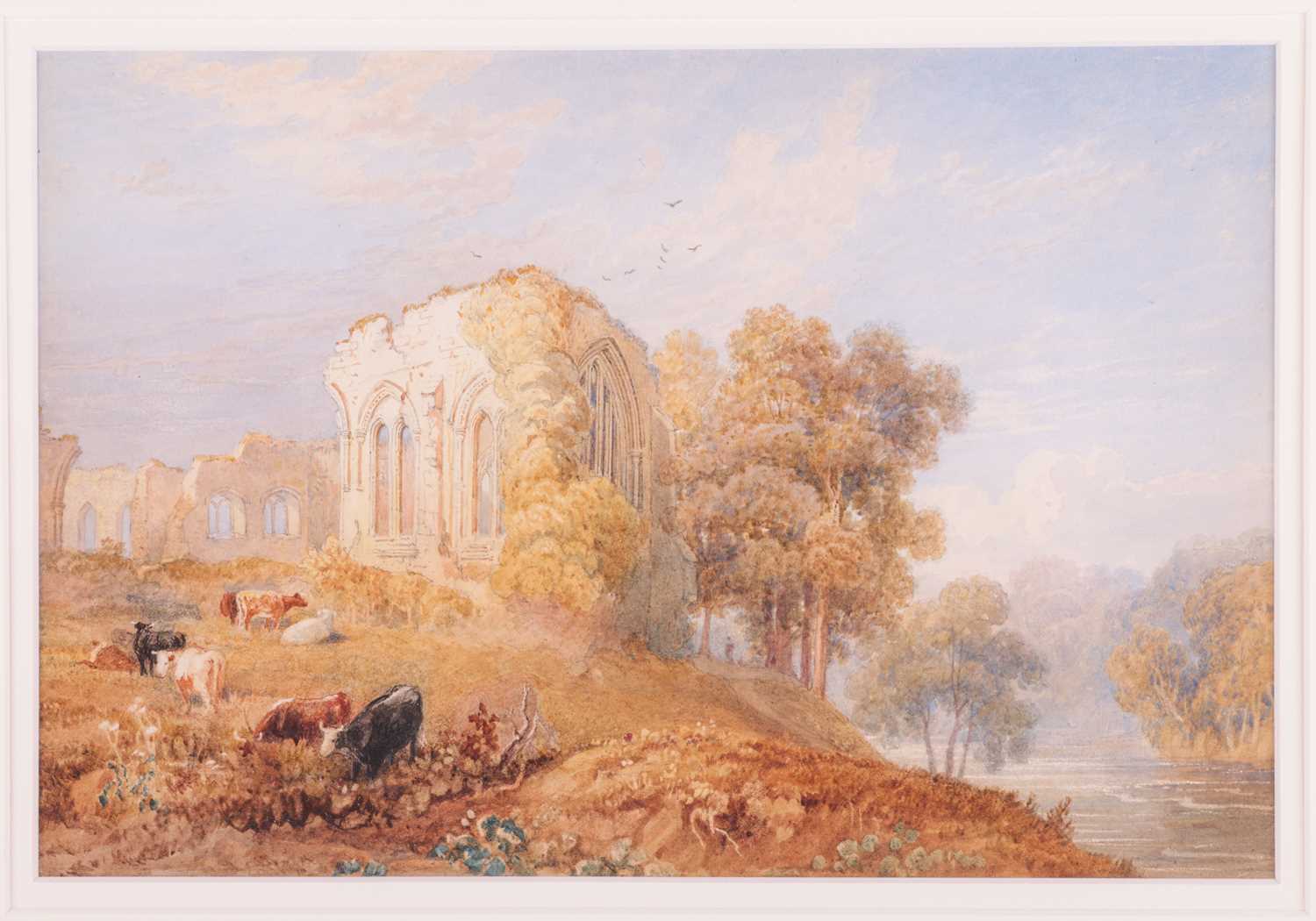 Henry Gastineau (1791 - 1876), 'Easby Abbey on the Swale', unsigned, 18 x 27 cm, framed and glazed 3 - Image 3 of 6