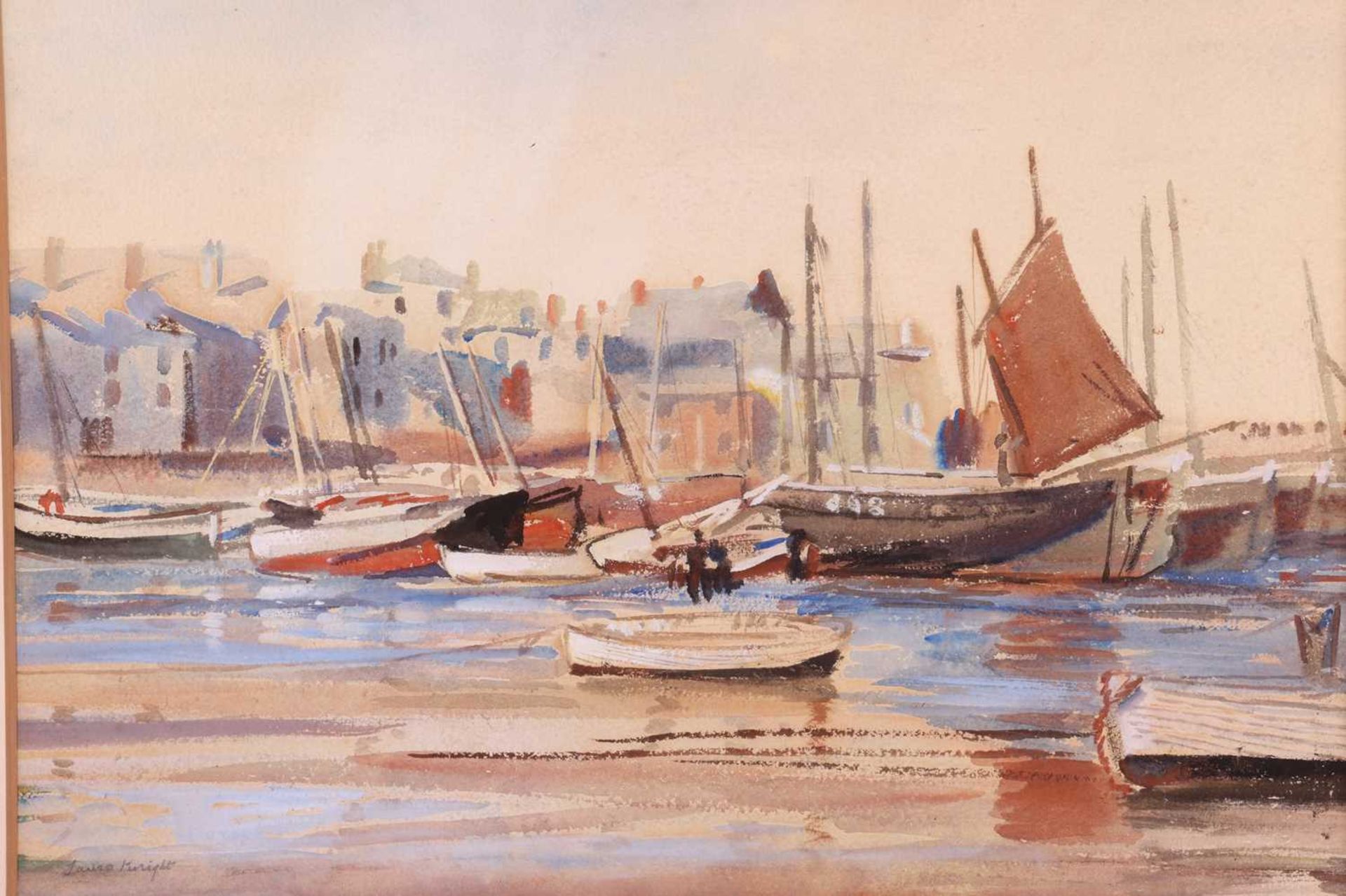 Dame Laura Knight (1877 - 1979), 'No. 1 Fishing Boats' - a harbour scene, signed Laura Knight in pen - Image 3 of 7