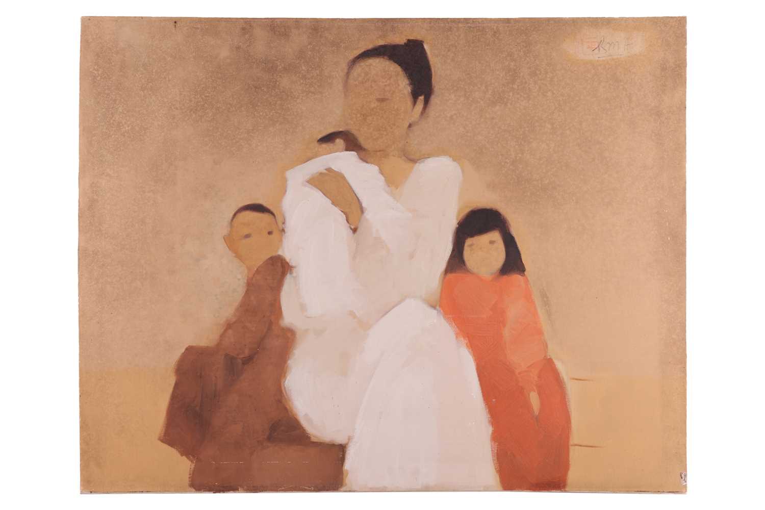 Than-Binh-Nguyen (Vietnamese, b.1954), Mother and Children, signed (upper right), oil on canvas (dam - Image 12 of 19