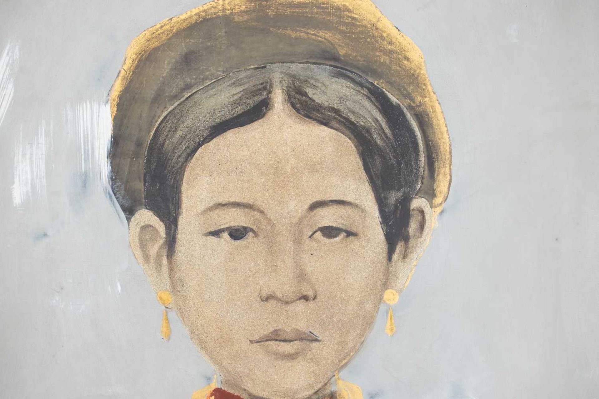 Bui Huu Hung (Vietnamese, b.1957), Portrait of a Lady in a blue and red costume, signed and dated 'B - Image 5 of 8