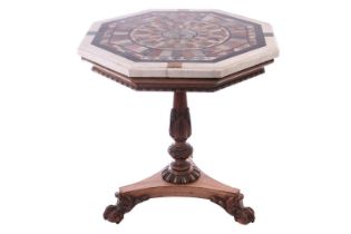 In the Manner of William Trotter, a fine Scottish, George IV carved rosewood and pietra dura