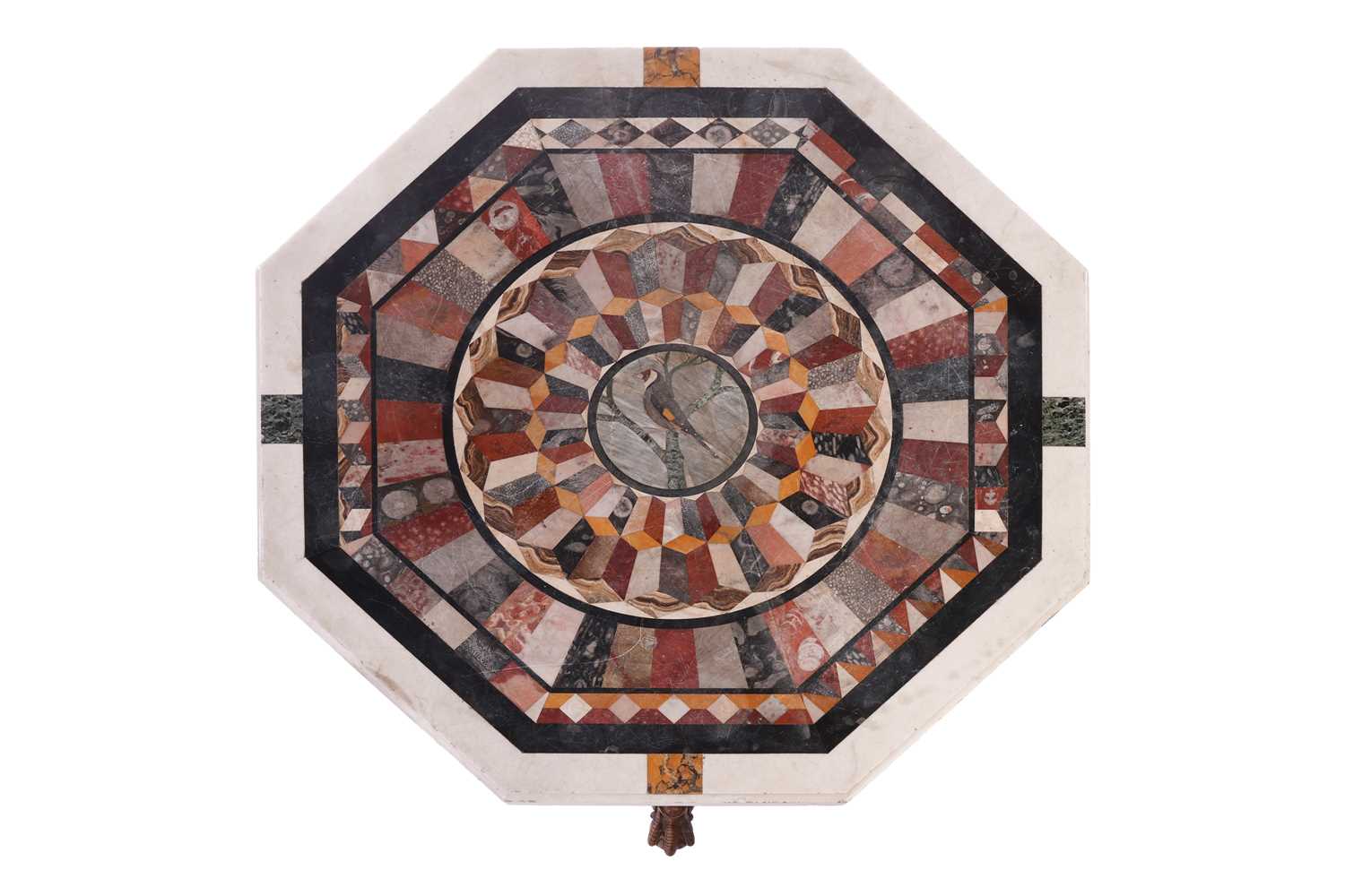 In the Manner of William Trotter, a fine Scottish, George IV carved rosewood and pietra dura marble  - Image 2 of 19