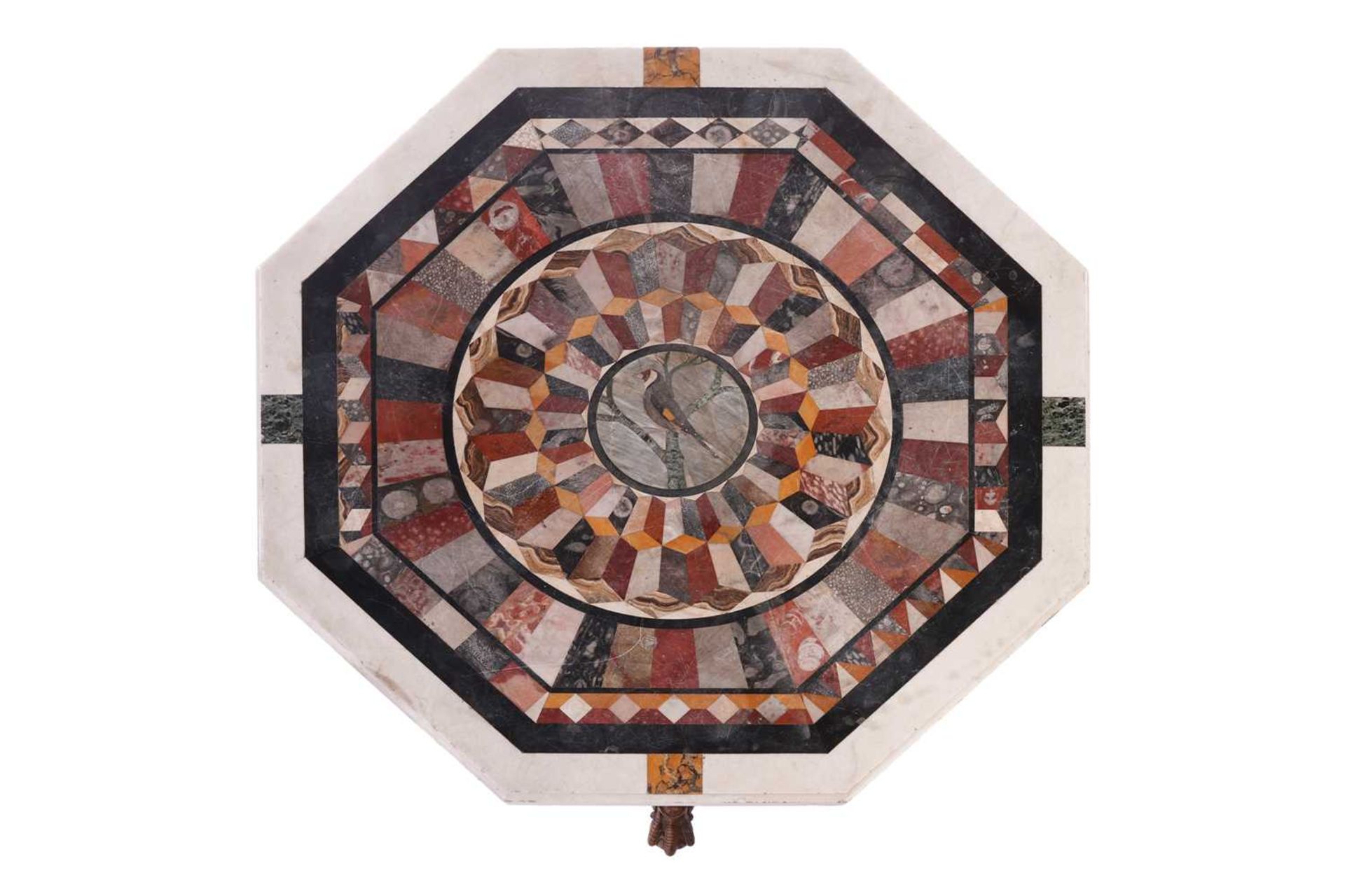 In the Manner of William Trotter, a fine Scottish, George IV carved rosewood and pietra dura marble  - Bild 2 aus 19