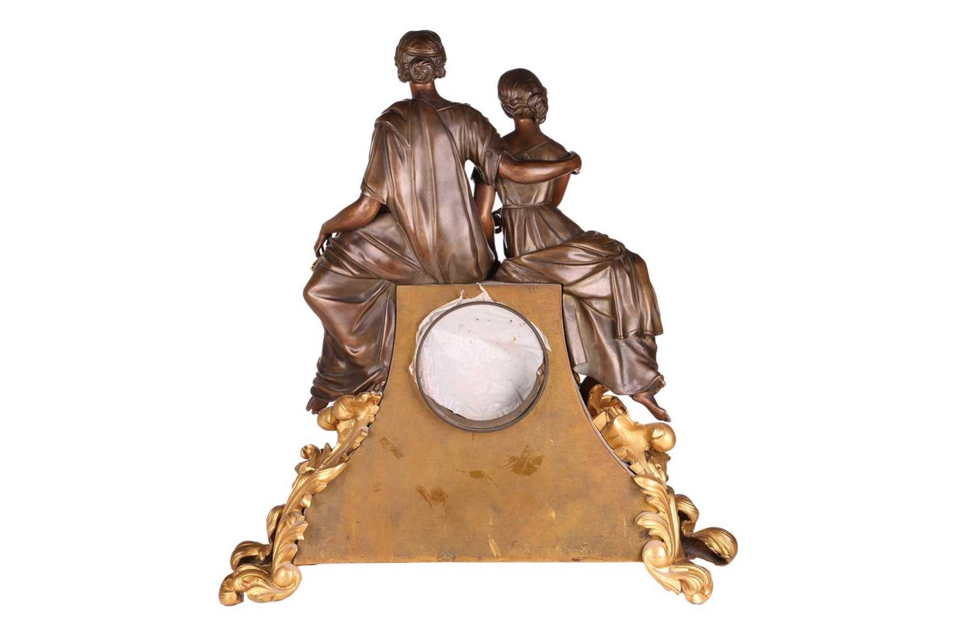 A French late 19th-century ormolu and bronze mantel clock, inscribed 'Rainco a Paris', the figures o - Image 2 of 8