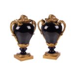 A pair of large French 19th-century porcelain and ormolu mounted vases, of imposing proportions, wit