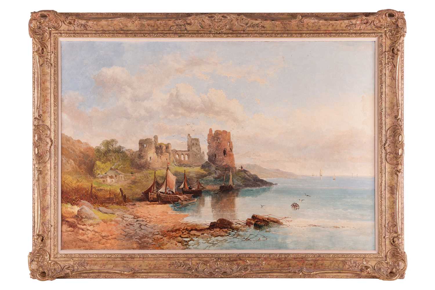 Joseph Horlor (1809 - 1887), Coastal view with ruined castle, signed J.Horlor (lower left), oil on c