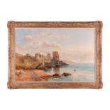 Joseph Horlor (1809 - 1887), Coastal view with ruined castle, signed J.Horlor (lower left), oil on c