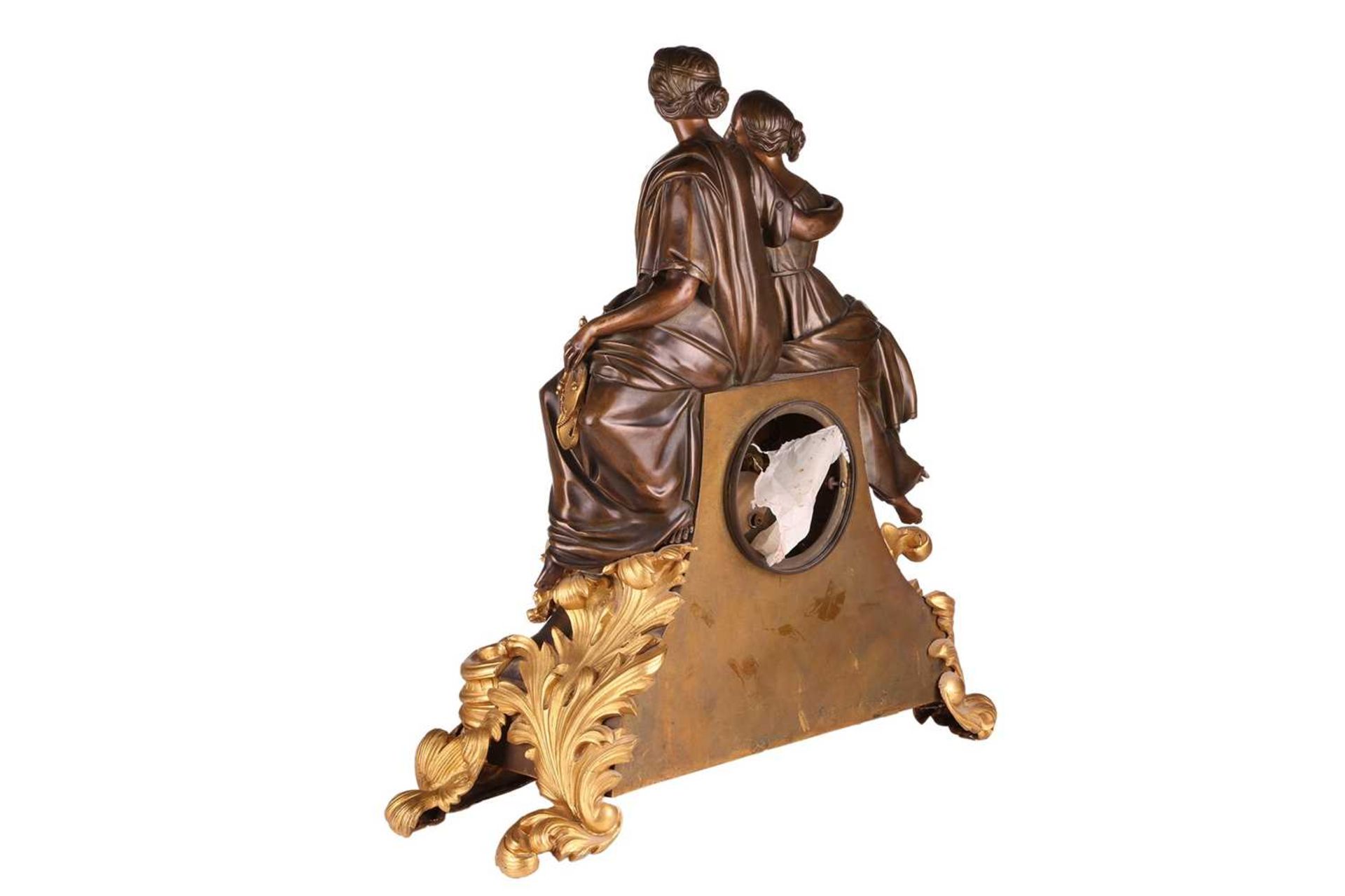 A French late 19th-century ormolu and bronze mantel clock, inscribed 'Rainco a Paris', the figures o - Image 4 of 8