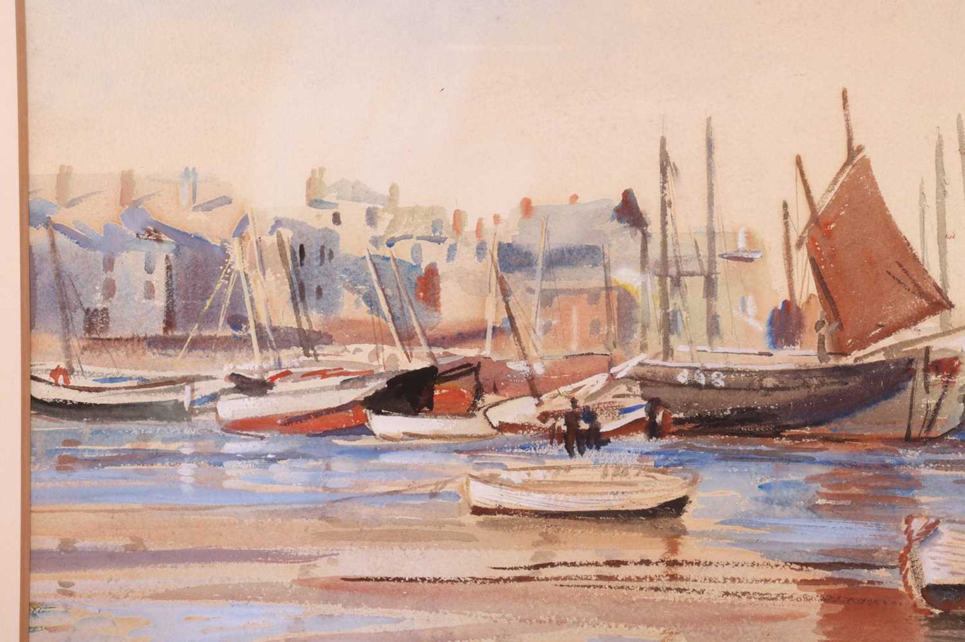 Dame Laura Knight (1877 - 1979), 'No. 1 Fishing Boats' - a harbour scene, signed Laura Knight in pen - Bild 5 aus 7