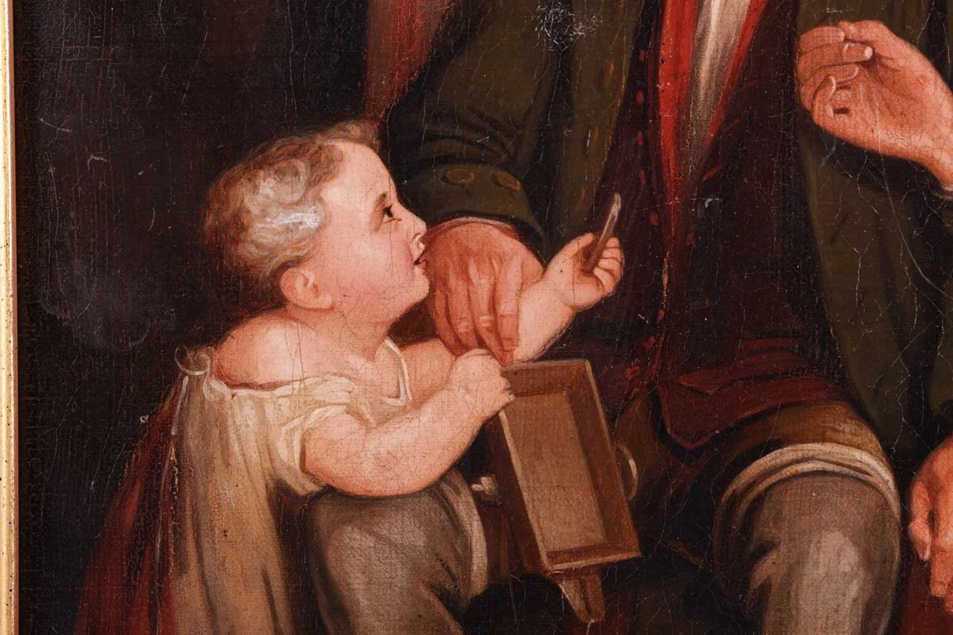 Attributed to Joseph Clarke (1834-1926), Child with Grandparents, unsigned, oil on canvas, 47 x 36 c - Image 6 of 9