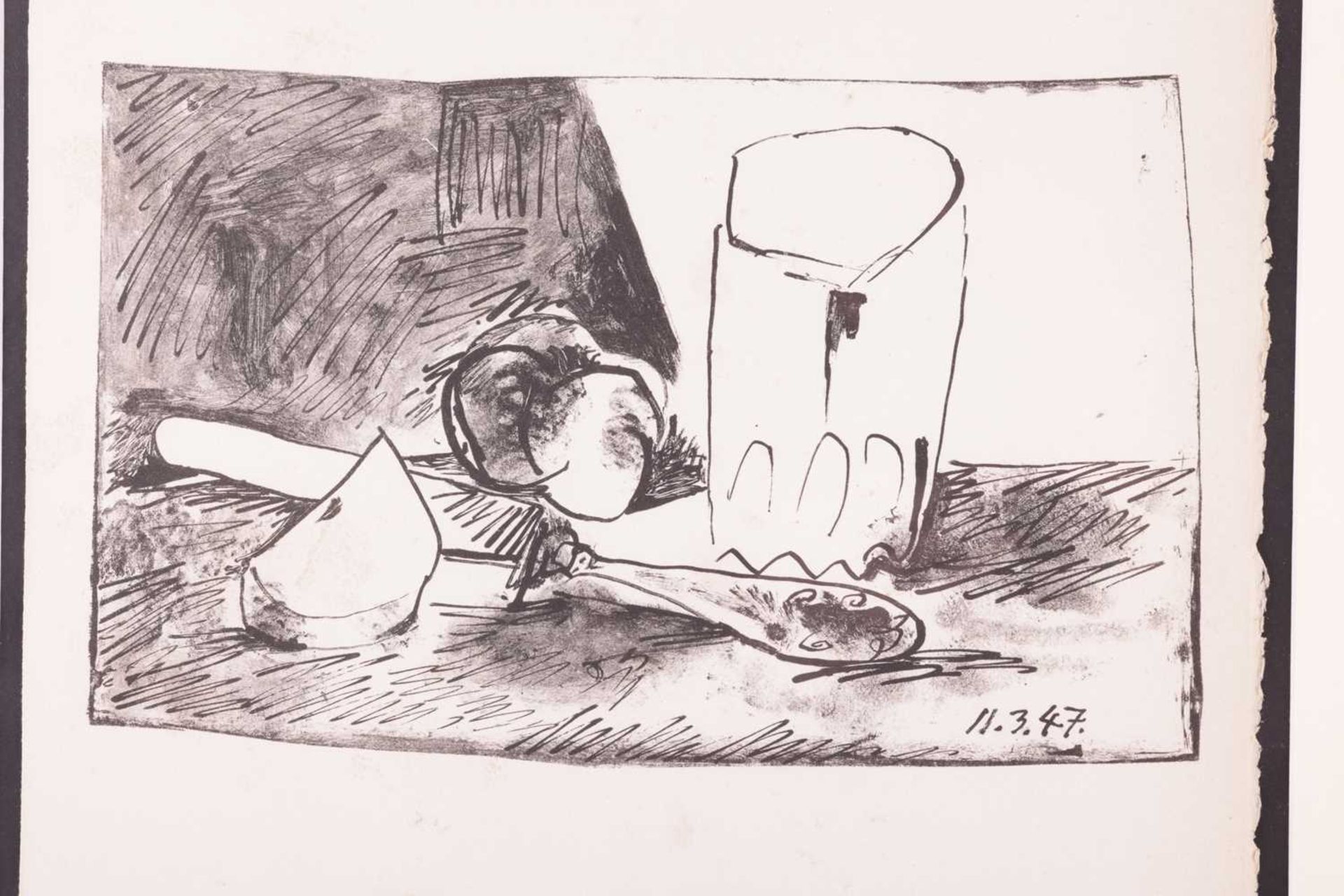 After Pablo Picasso (Spanish 1881 - 1973), 'Pommes, Verre et Couteau' (Apples, Glass and Knife), uns - Bild 3 aus 9