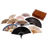 A collection of ten late 19th and early 20th century fans, Japanese, Chinese and European, including