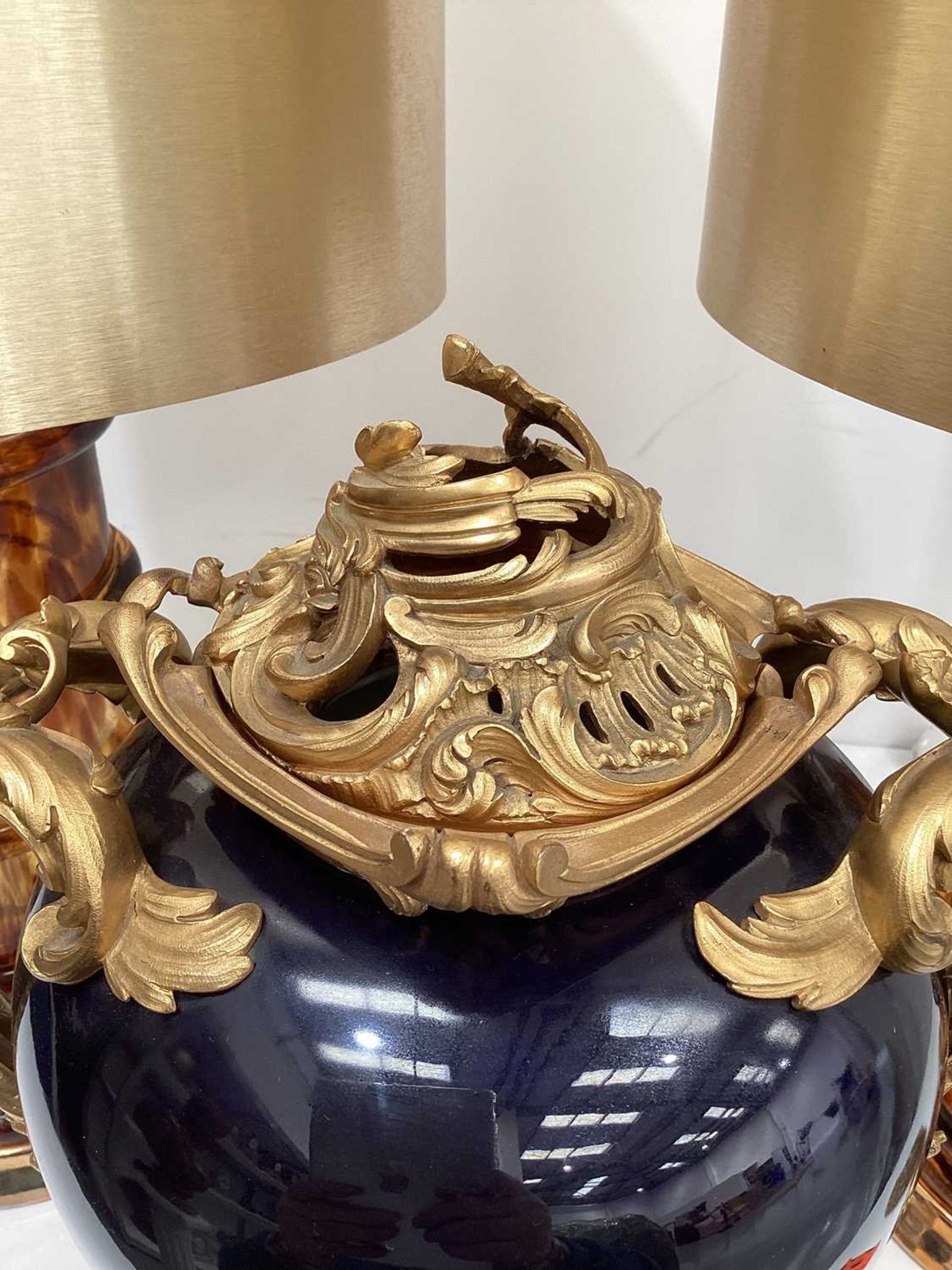 A pair of large French 19th-century porcelain and ormolu mounted vases, of imposing proportions, wit - Bild 12 aus 17