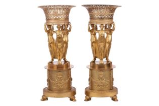 Manner of Pierre-Philippe Thomire (1751-1843) French, a pair of large ormolu Empire figural
