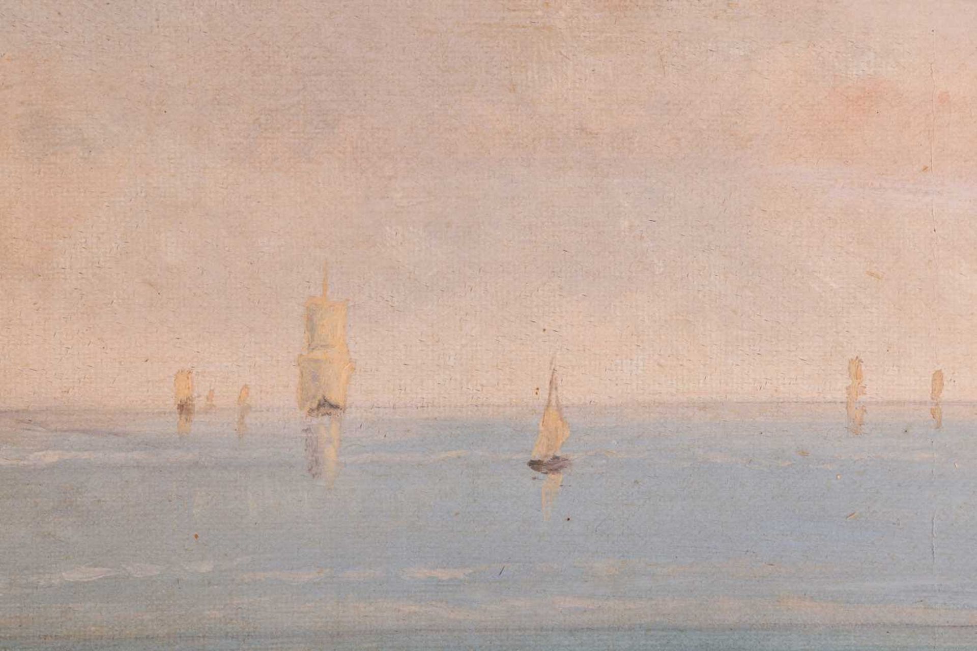 Joseph Horlor (1809 - 1887), Coastal view with ruined castle, signed J.Horlor (lower left), oil on c - Bild 6 aus 9