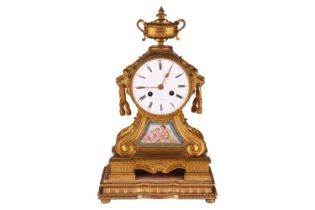 A Napoleon III ormolu drum-head form 8-day mantel clock by Japy Bros, retailed by Howell James &