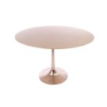 A Julian Chichester 'Dakota' Dining Table, the gold effect finish circular top on a hand-hammered ch